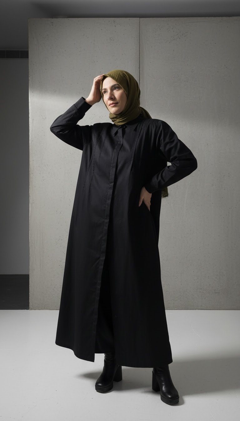 Siyah Nervürlü Elbise